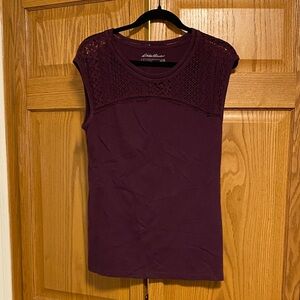 Eddie Bauer Women's Deep Purple Lace Blouse